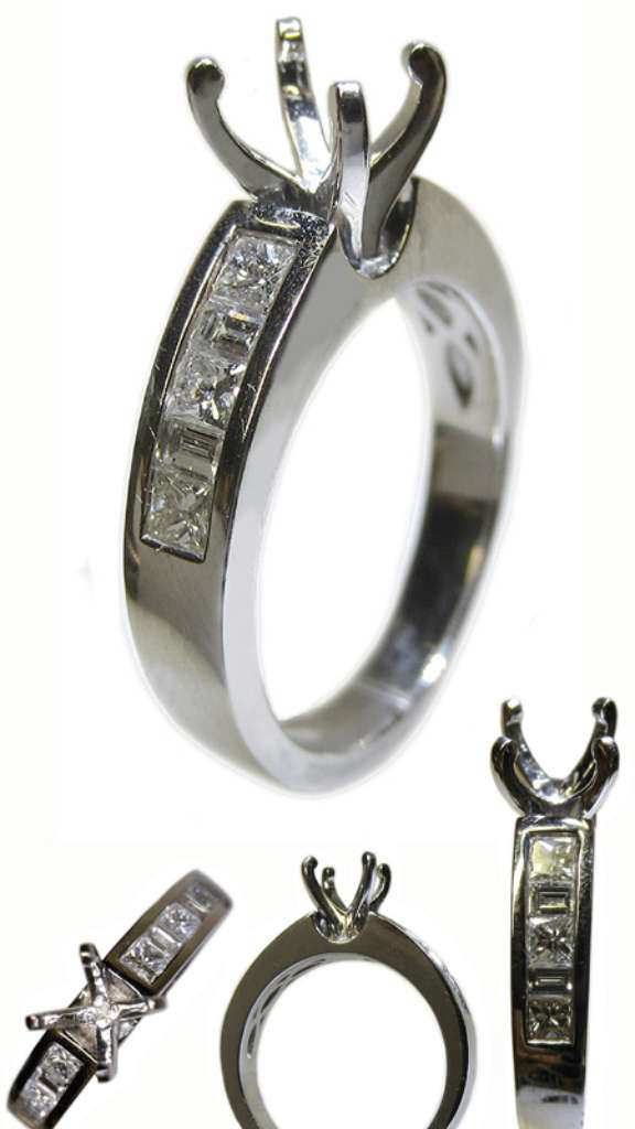 Ladies' 18kt white gold fancy engagement ring semi-mounting