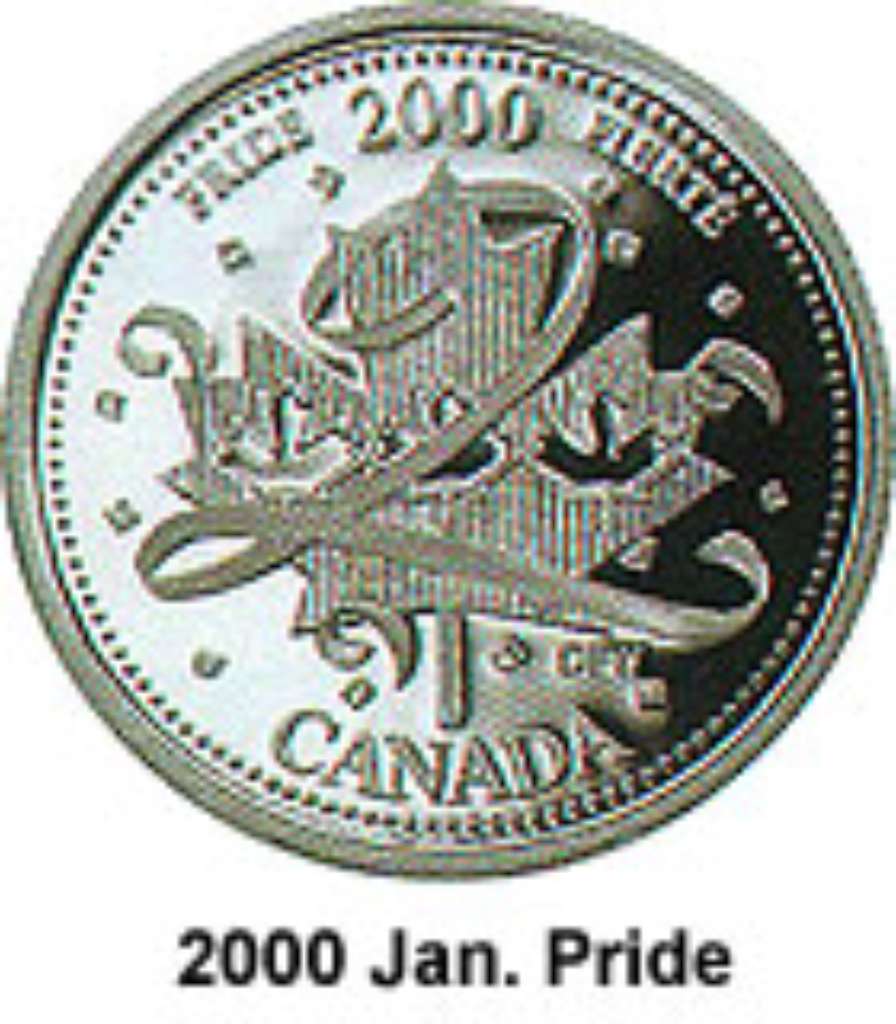 Canada Base Metal 2000 25 Cents January, Pride - Millenium 2000 BU