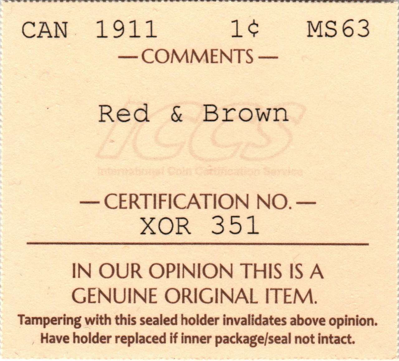 fullMatchVisible1911MS63ICCS