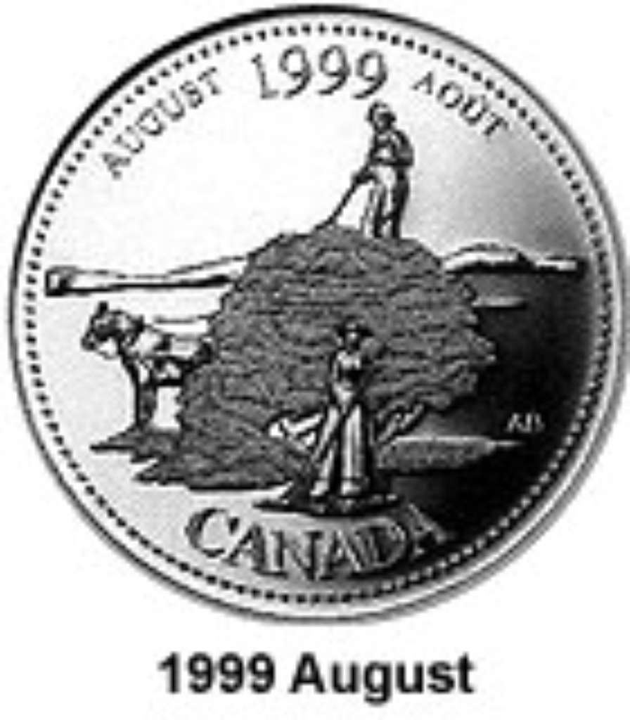 Canada Base Metal 1999 25 Cents August - Millenium 1999  BU