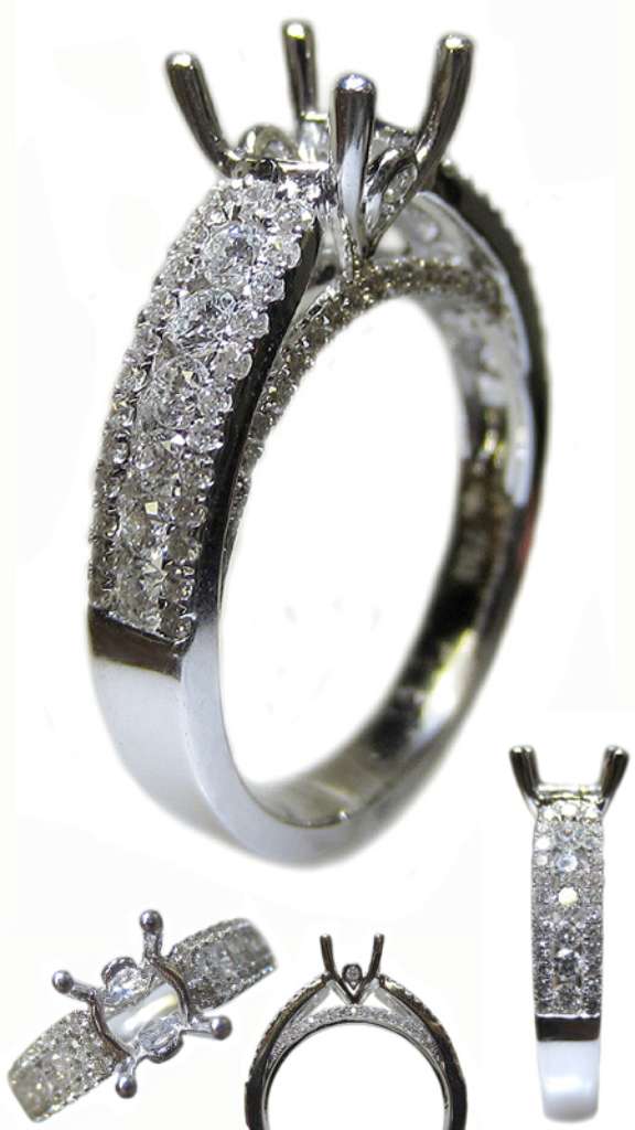 Ladies' 18kt white gold fancy engagement ring semi-mounting