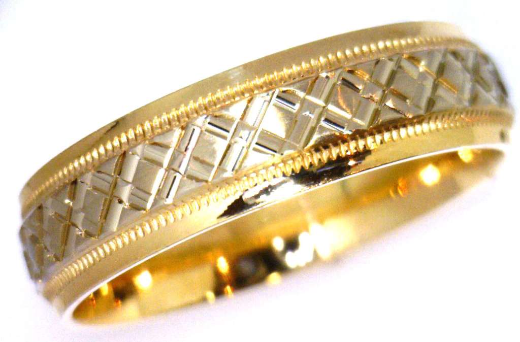 14kt white and yellow gold Malo wedding band JM-870-6WG, two-tone finish, comfort-fit, 6-8mm wide, elegant ring weighing 5.67 grams