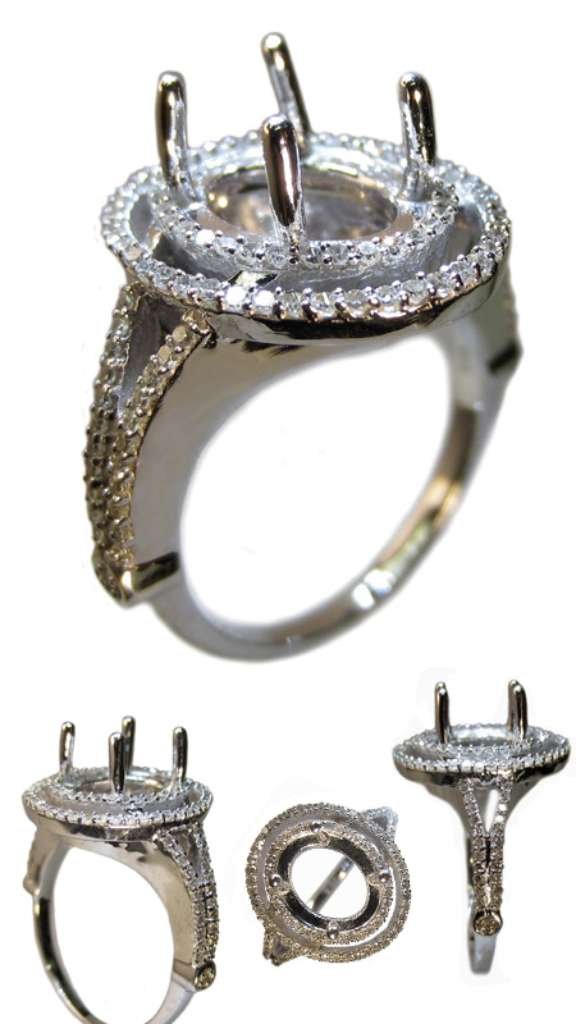 Ladies' 14kt white gold fancy engagement ring semi-mounting