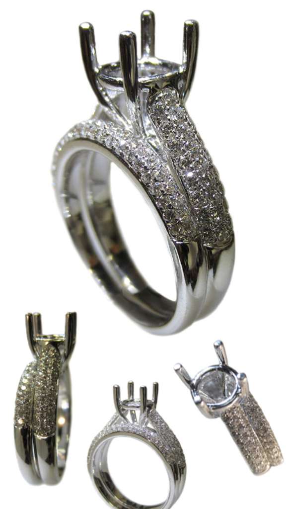 Ladies' 18kt white gold fancy engagement ring semi-mounting