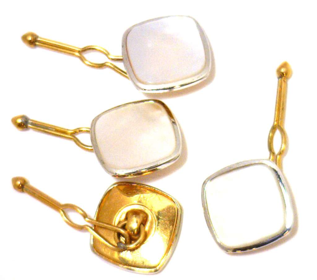10kt yellow gold buttons with mother-of-pearl