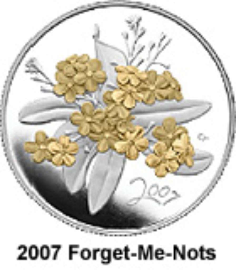 Canada Silver 2007 50 Cents Golden Forget Me Not - Flowers .277oz, .925