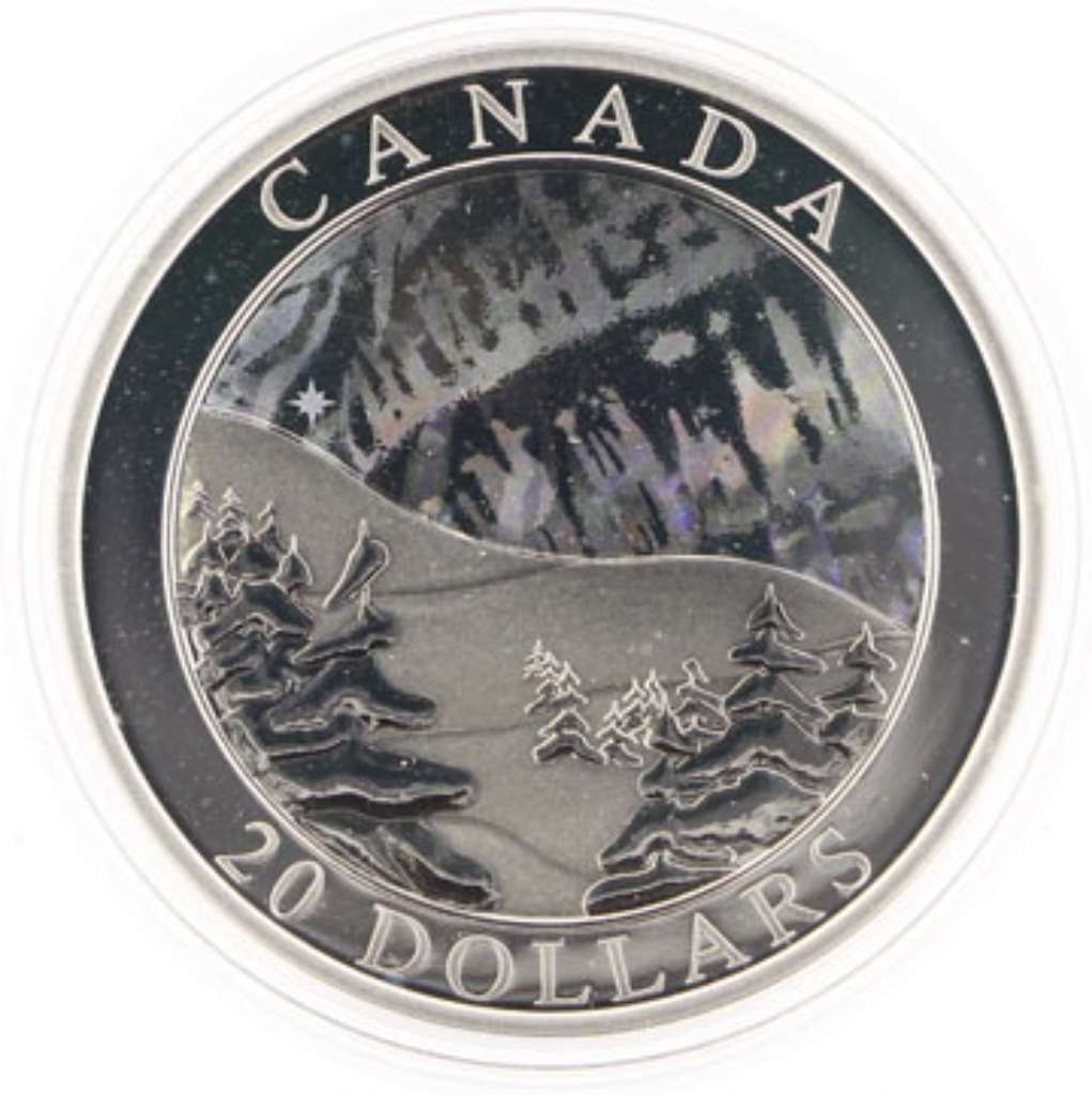 Canada Silver 2004 $20 Hologram Coin: Natural Wonders - Aurora Boreali