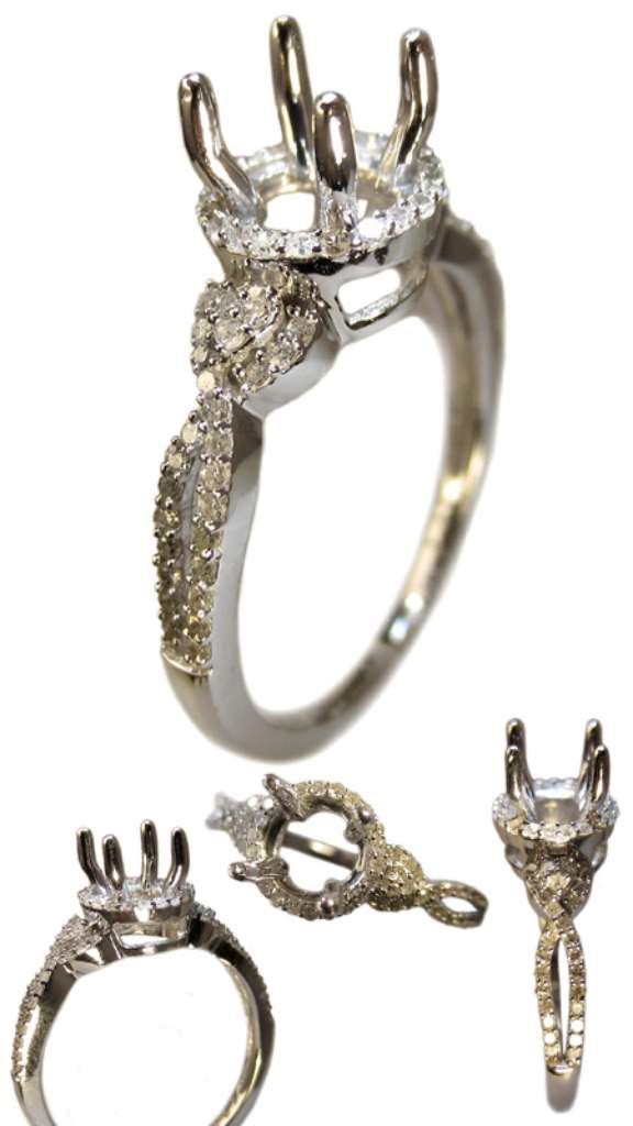 Ladies' 14kt white gold fancy engagement ring semi-mounting