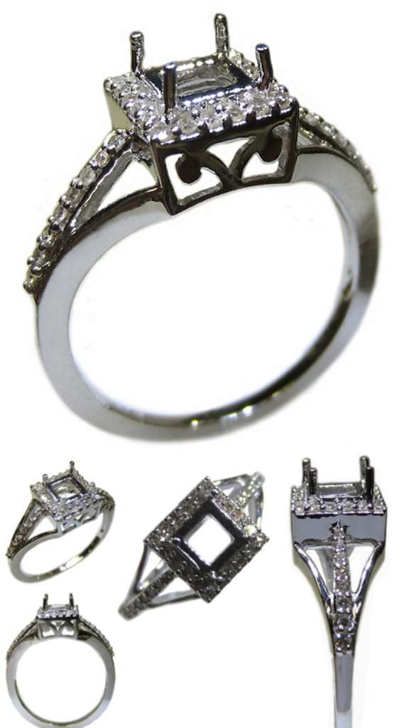 Ladies' 14kt white gold fancy engagement ring semi-mounting
