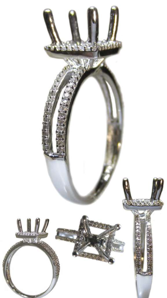 Ladies' 14kt white gold fancy engagement ring semi-mounting
