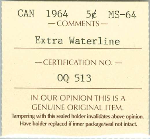 fullMatchVisible1964 Extra WaterlineMS64ICCS