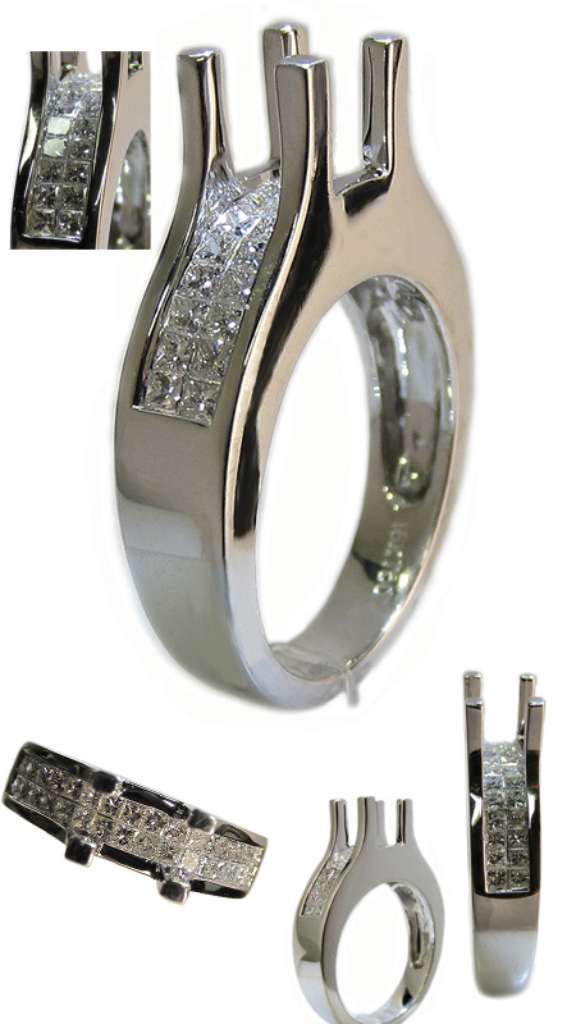 Ladies' 18kt white gold fancy engagement ring semi-mounting