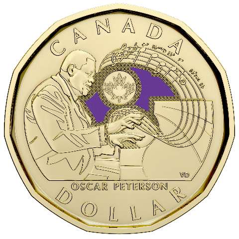 fullMatchVisible2022 "Celebrating Oscar Peterson" Coloured RCM Special Wrap Roll of $25 Face Value$1
