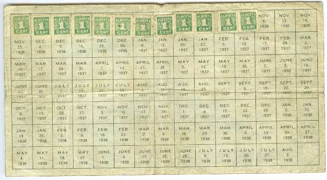fullMatchVisibleAlberta Prosperity Certificate, F/VF, with 12 attached StampsFN/A