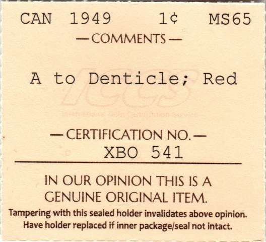 fullMatchVisible1949; A Points to Denticle;MS65ICCS #2