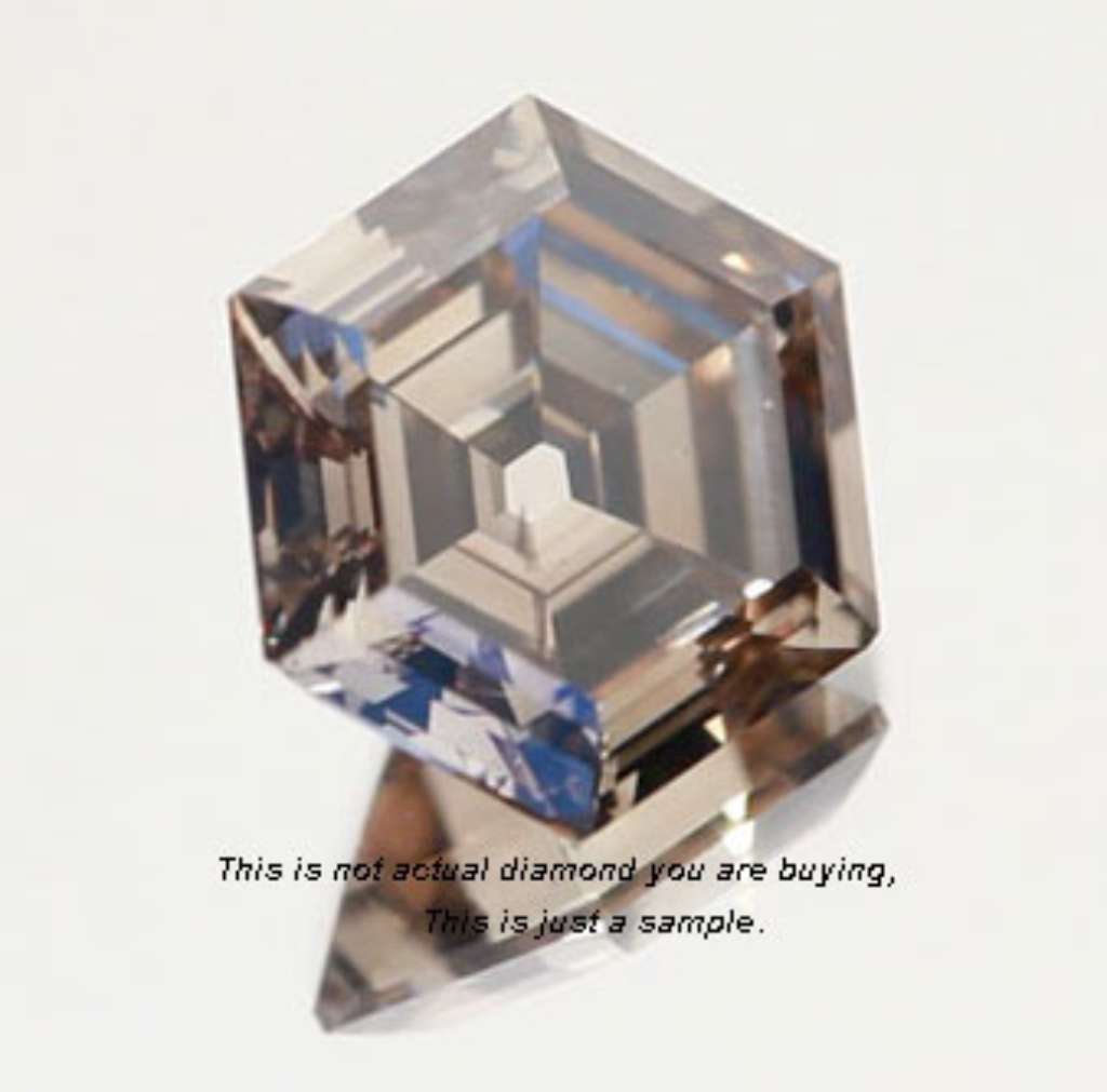 Loose diamond Hexagon Shape 2.15ct, SI2, Brownish Black