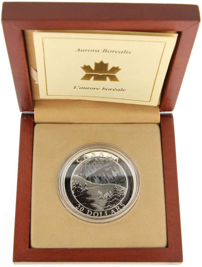 Canada Silver 2004 $20 Hologram Coin: Natural Wonders - Aurora Boreali