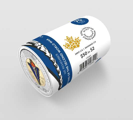 fullMatchVisible2020 "We Remember The End of the Second World War" " (Coloured) RCM Special Wrapped Roll of $50 Face Value$2