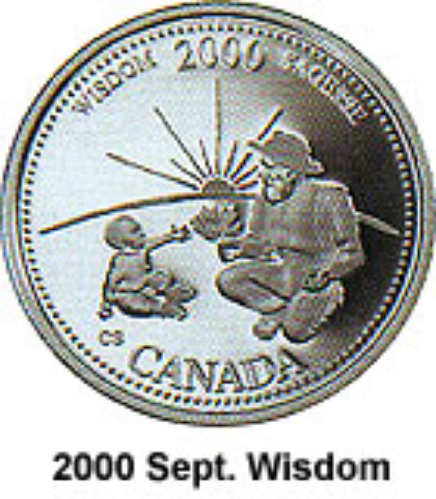 Canada Base Metal 2000 25 Cents September, Wisdom - Millenium 2000 BU