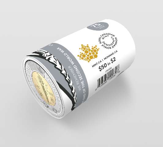 fullMatchVisible2020 "We Remember The End of the Second World War" (Non-Coloured) RCM Special Wrapped Roll of $50 Face Value$2