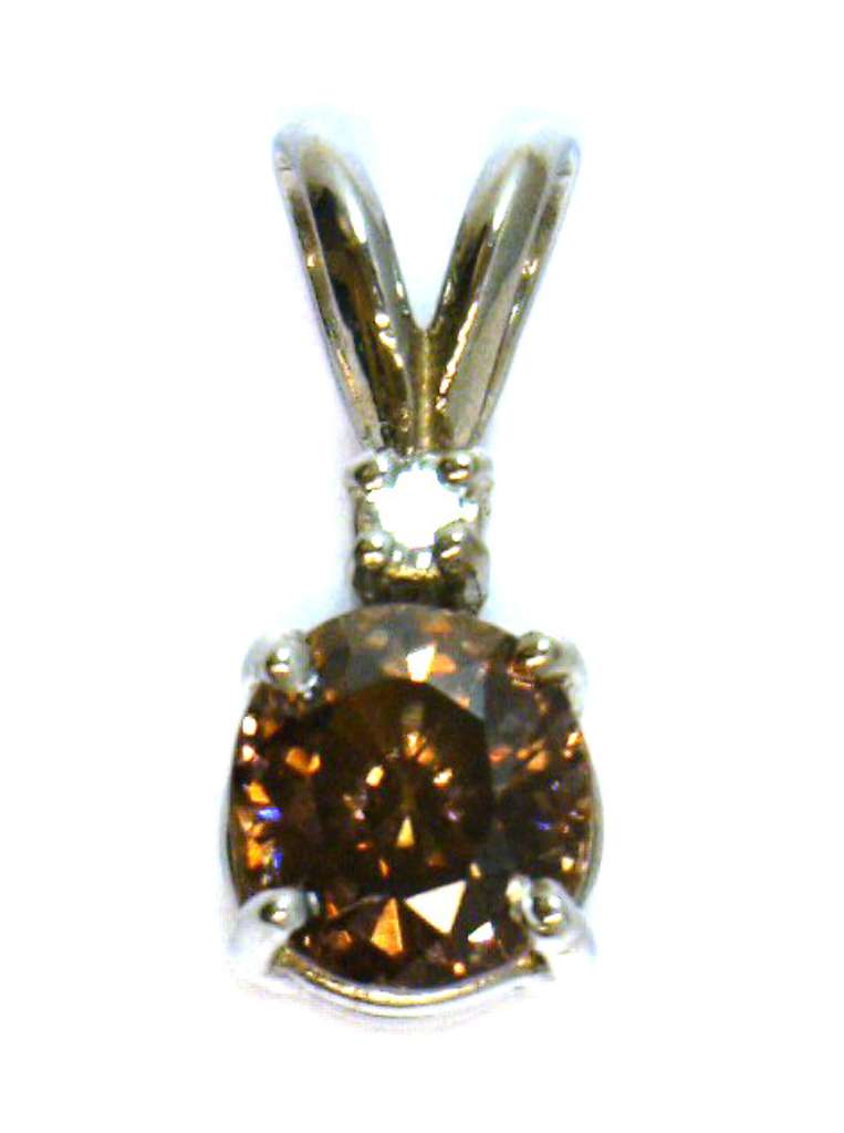 14kt white gold brown zircon pendant