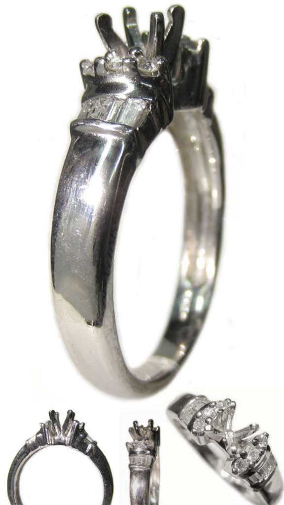 Ladies' platinum fancy engagement ring semi-mounting