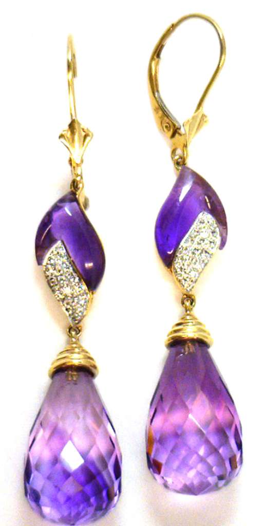 14kt yellow gold amethyst earrings