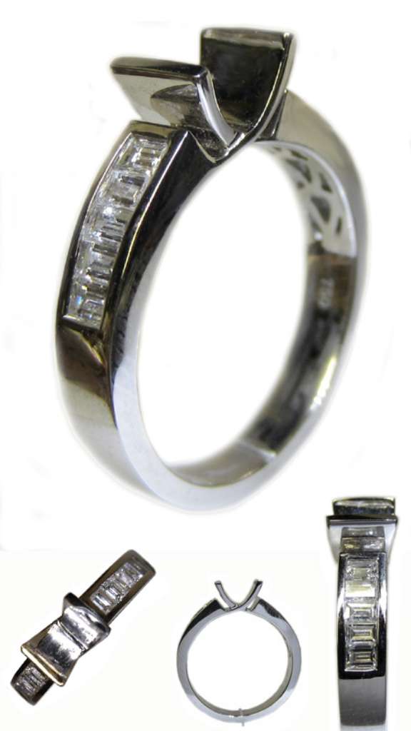 Ladies' 18kt white gold fancy engagement ring semi-mounting