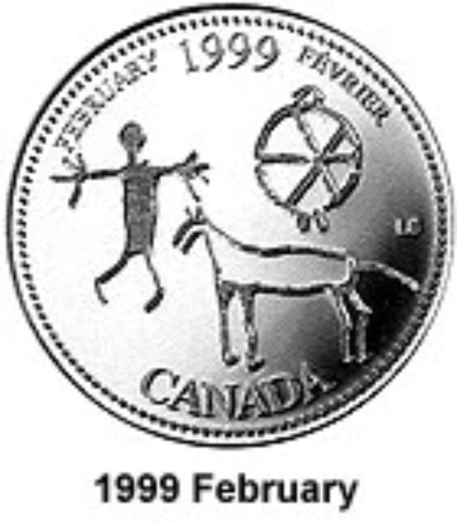 Canada Base Metal 1999 25 Cents February - Millenium 1999  BU