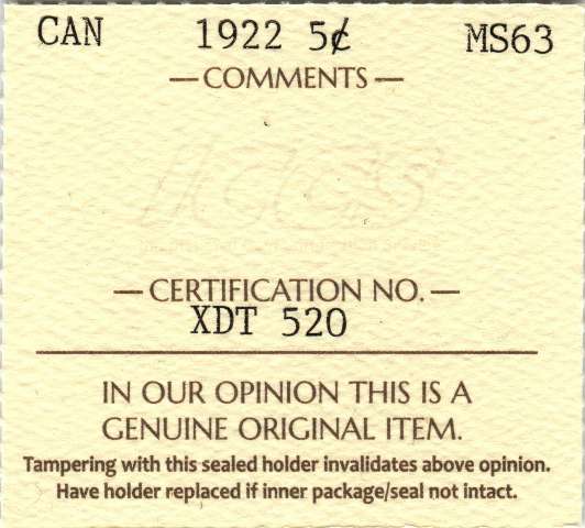 fullMatchVisible1922; Near S (not designated by ICCS)MS63ICCS