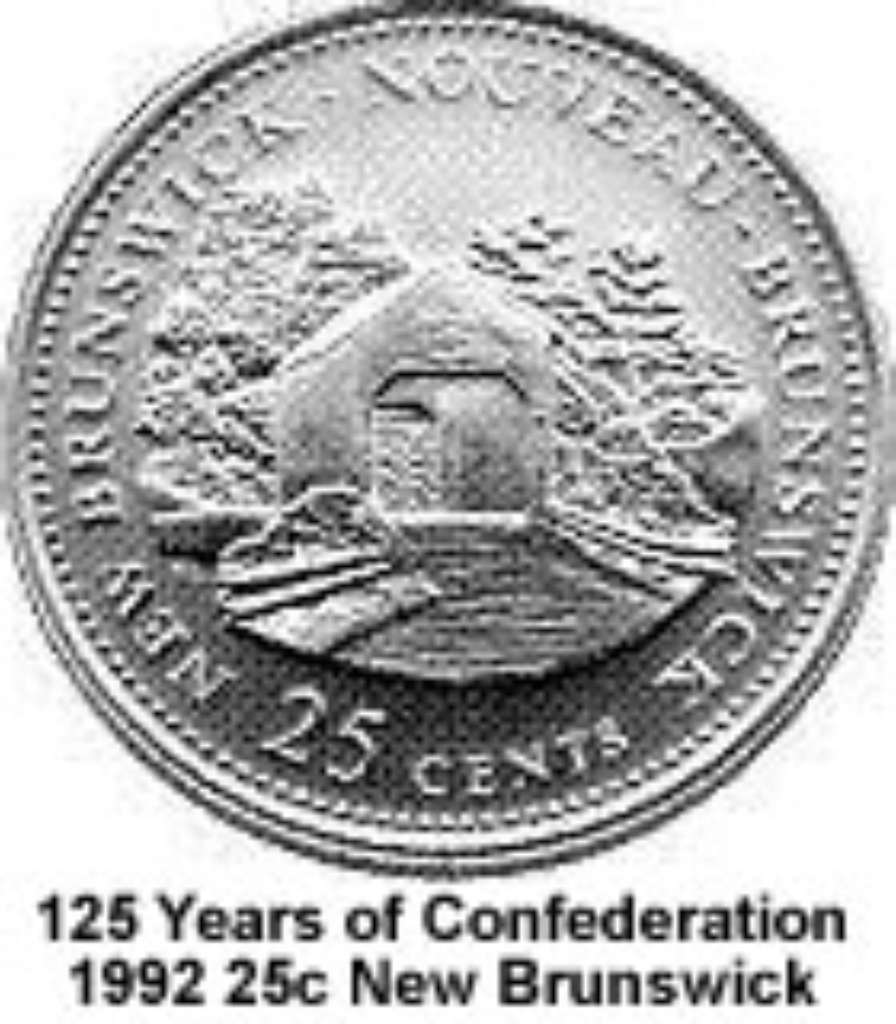 Canada Base Metal 1992 25 Cents New Brunswick - 125th Anniv of Confederation  BU