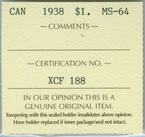 fullMatchVisible1938MS64ICCS #2