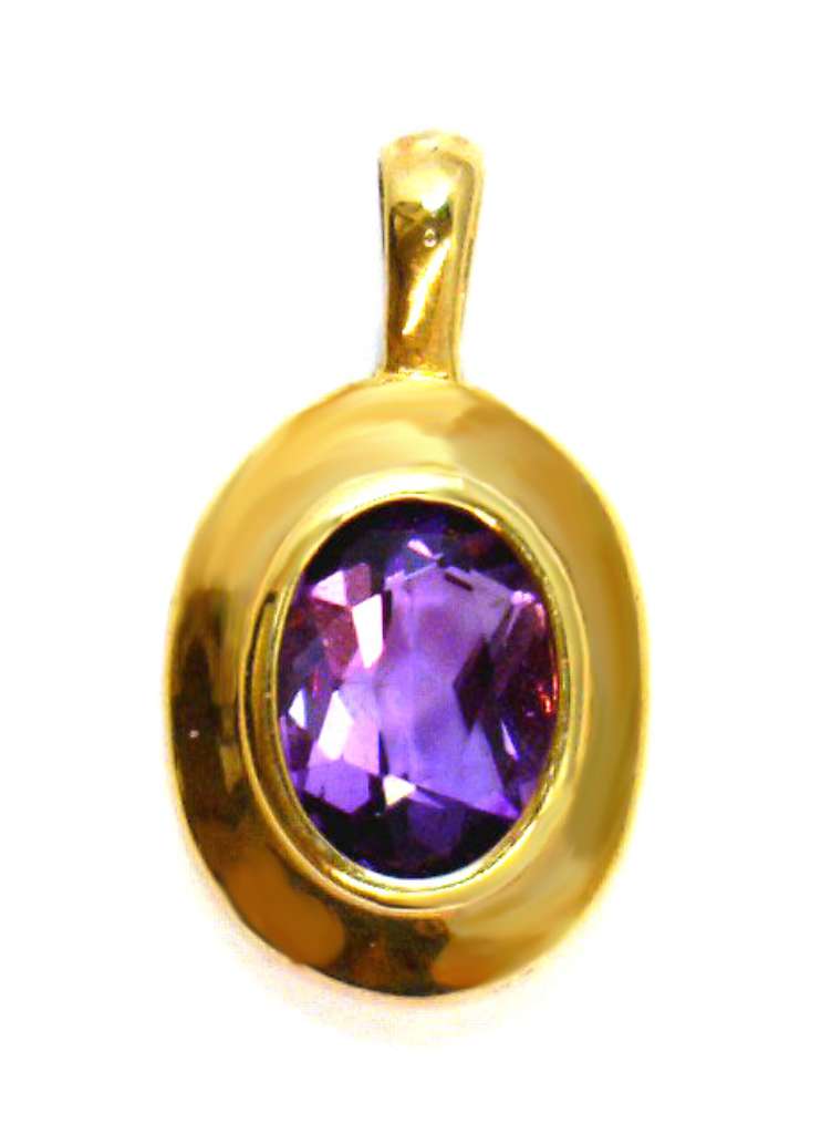 14kt yellow gold amethyst pendant