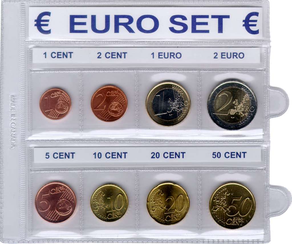 8-Coin Euro Country Set Clear Vinyl Holder