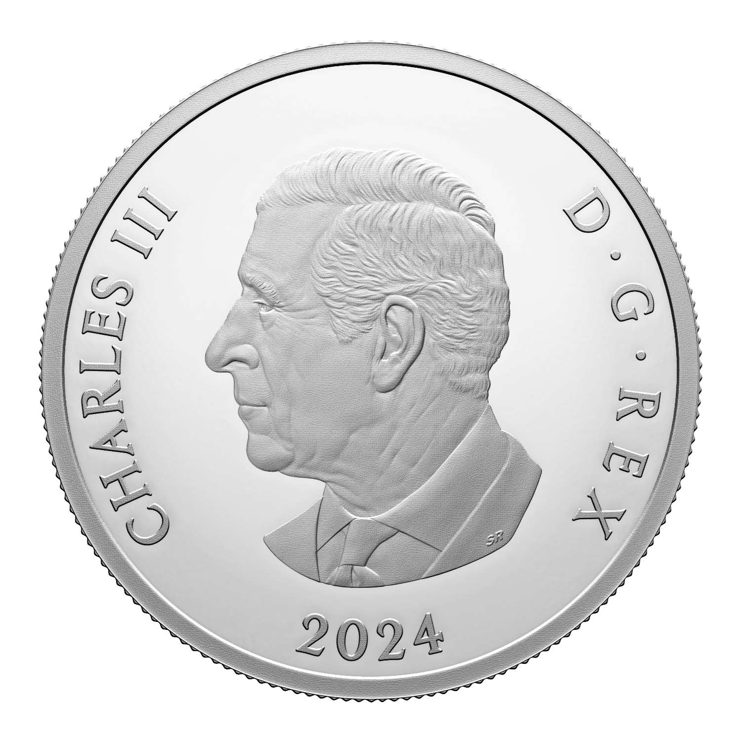 Reverse side of 2024 Canada Silver $20 coin with Wondrous Waters Arctic Coast motif and serrated edge