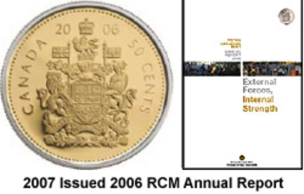 Canada Silver 2006 50 Cents Coat of Arms, Gilded - Annual Report .277oz, .925