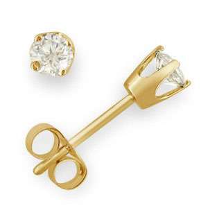 14kt yellow gold diamond stud earring