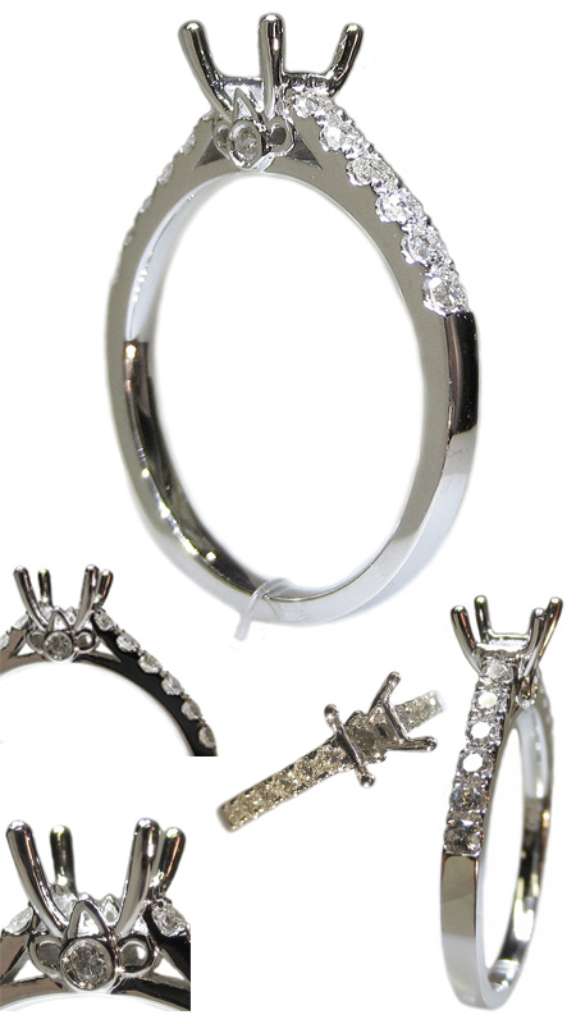 Ladies' 18kt white gold fancy engagement ring semi-mounting