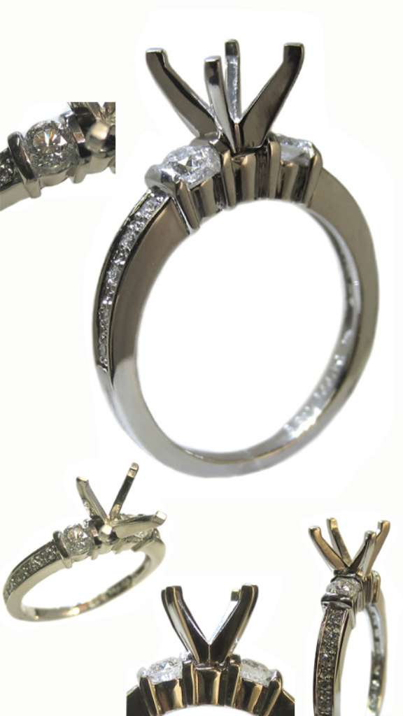 Ladies' palladium 950 fancy engagement ring semi-mounting