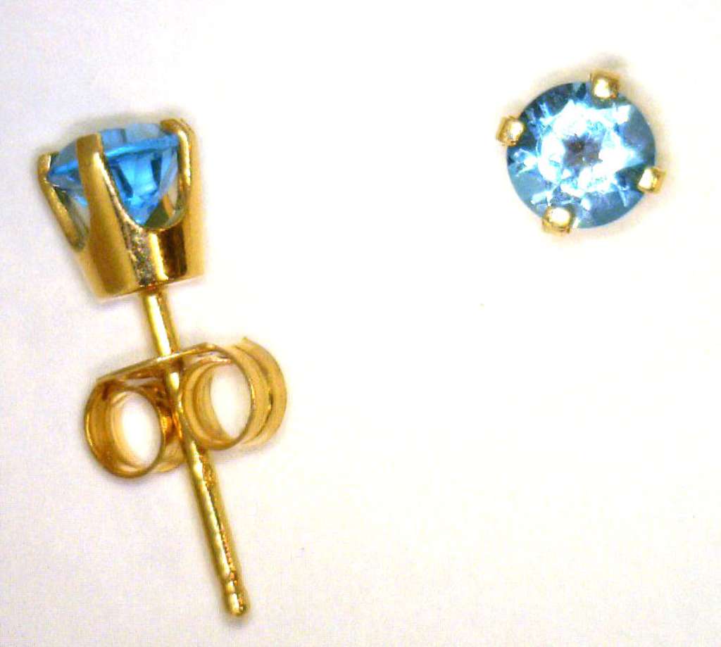 14kt yellow gold blue topaz stud style earrings