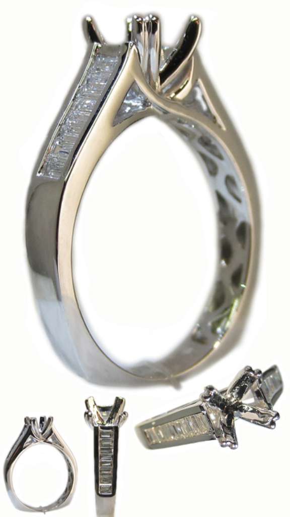 Ladies' 18kt white gold fancy engagement ring semi-mounting