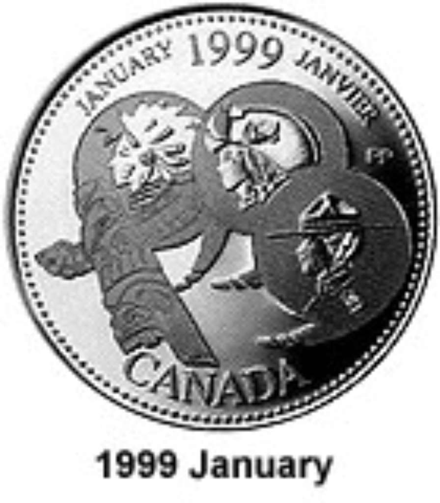 Canada Base Metal 1999 25 Cents January - Millenium 1999  BU