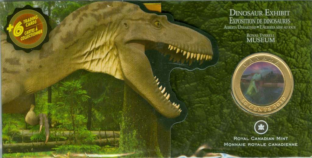 Canada Base Metal 2010 50 Cents Albertosaurus - Dinosaur Exhibit Lenticular Set SP