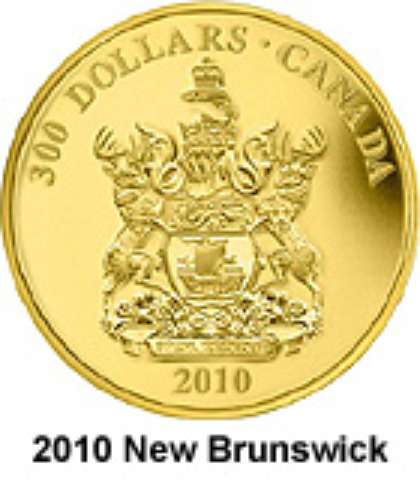 Canada Gold 2010 $300 New Brunswick 1.125oz, .583