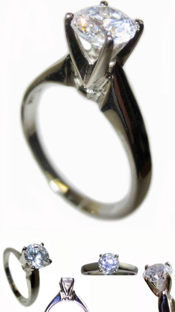 Ladies' 14kt white gold  4-claw setting style ring mounting,