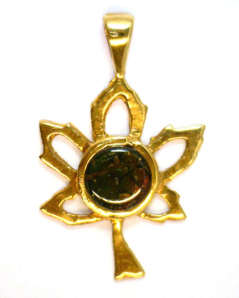 14kt yellow gold ammolite pendant