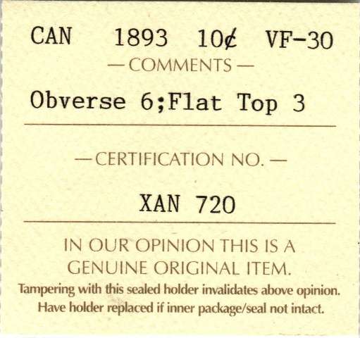 fullMatchVisible1893 Obverse 6; Flat Top 3;VFICCS