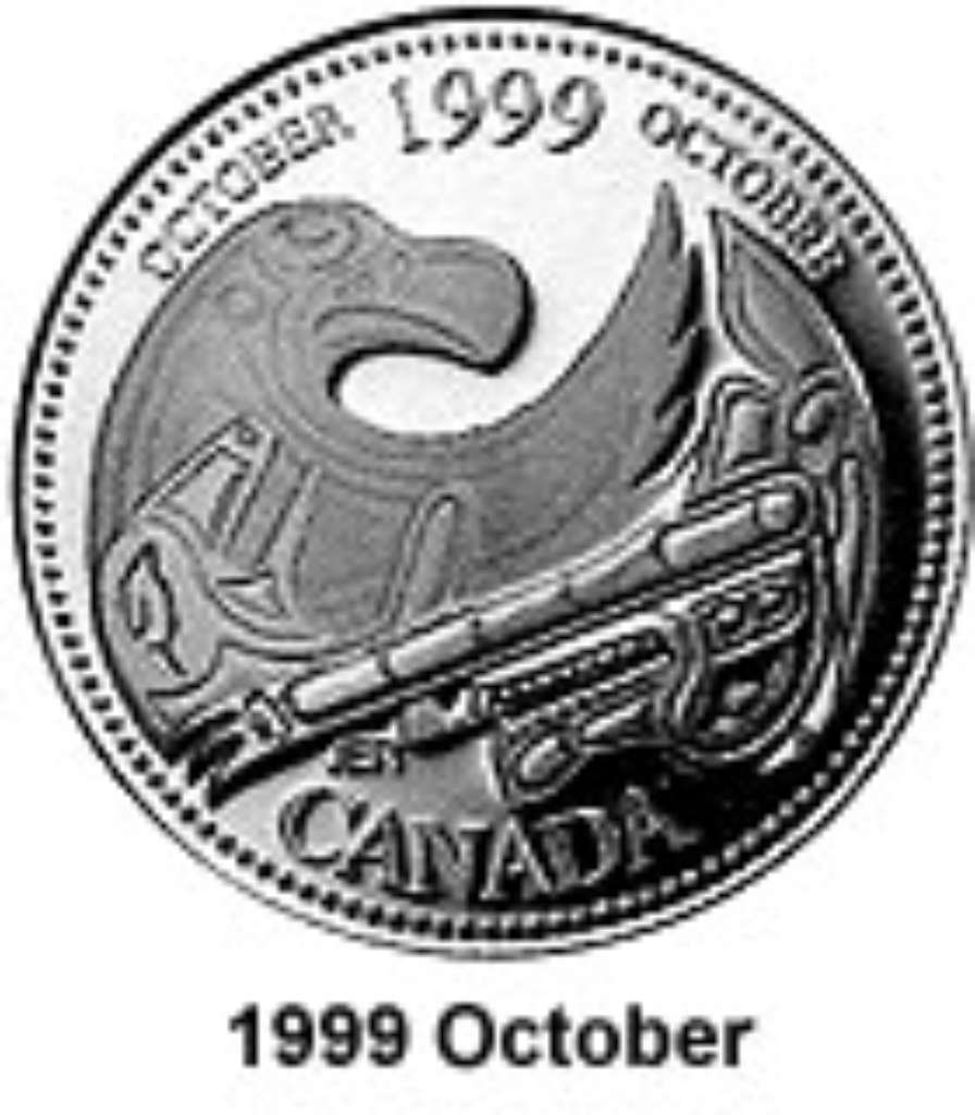 Canada Base Metal 1999 25 Cents October - Millenium 1999  BU