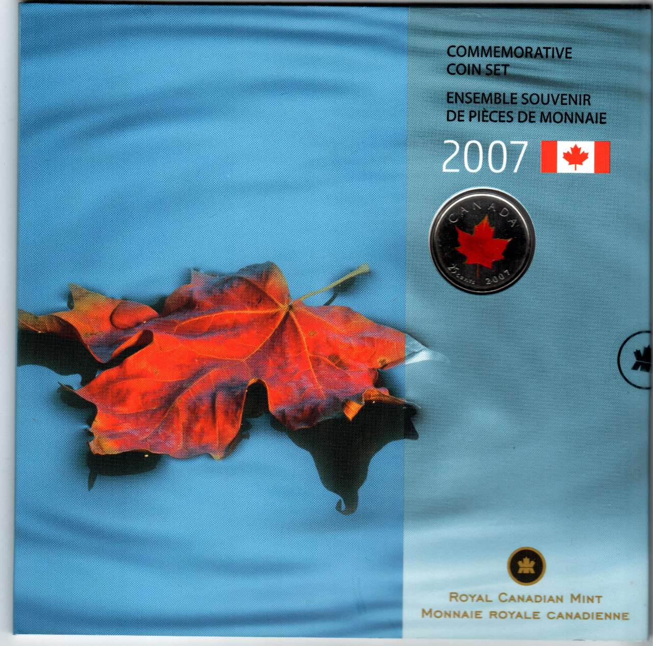 Canada Base Metal 2007 Set Oh Canada! incl. coloured 25c Maple Leaf, Folder, 7-coins
