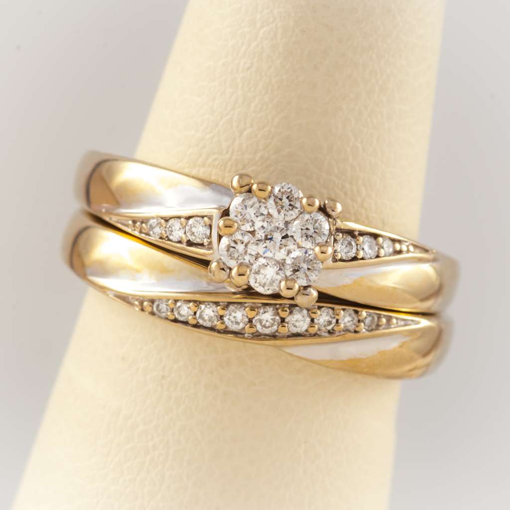 Detailed macro image of white gold band highlighting diamond clarity and craftsmanship